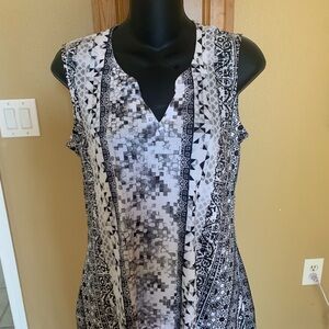 Women's Black and White Sleeveless Top Sz S 6